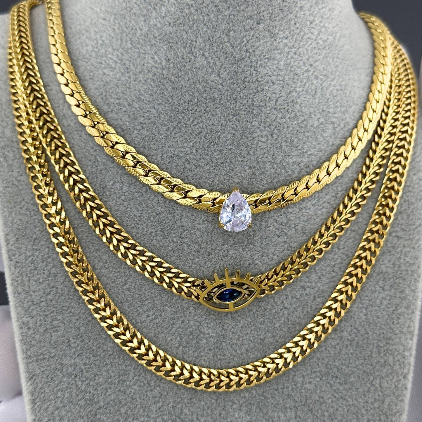 Blue-Eyed Double Curb Necklace