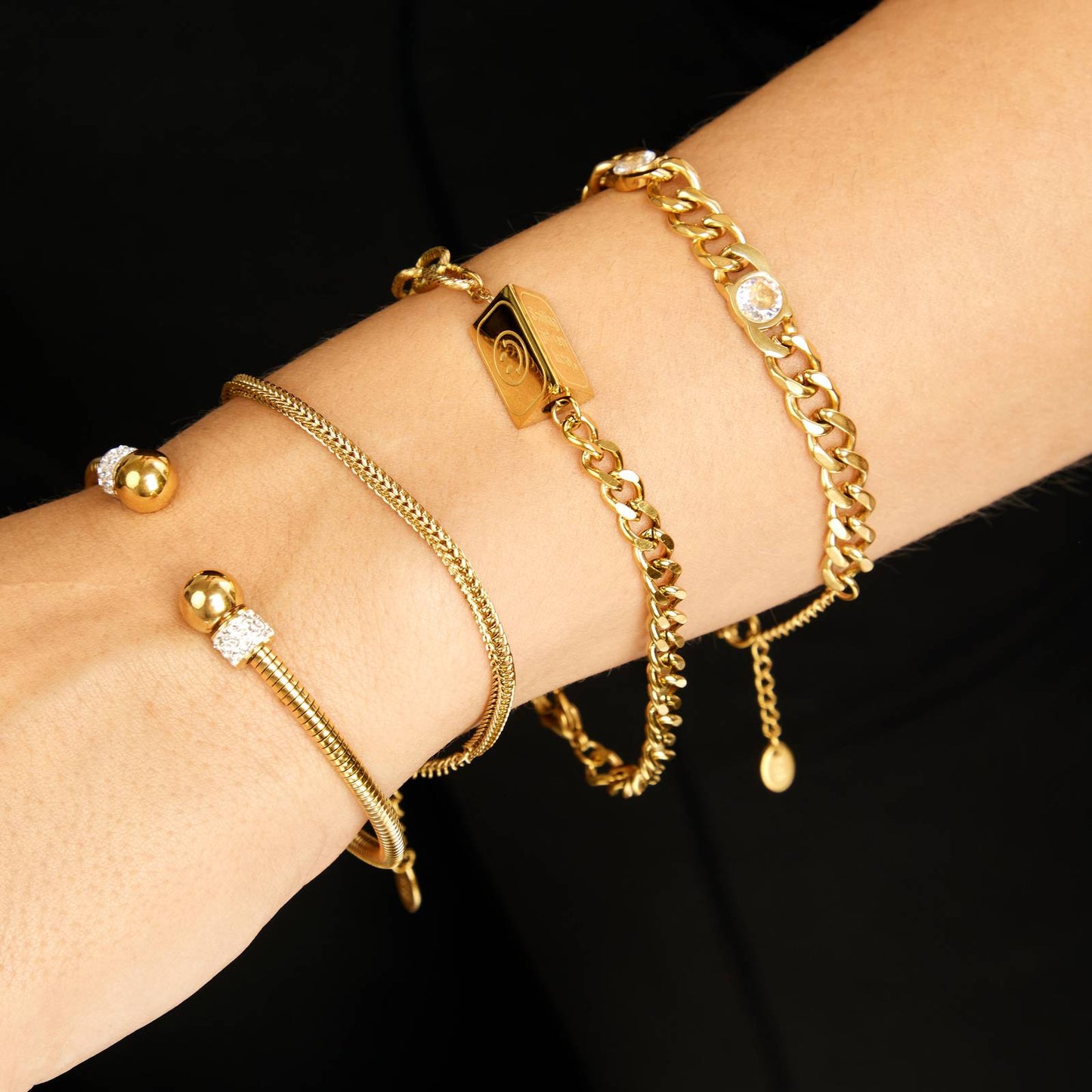 Laura Three-Stone Cuban Bracelet