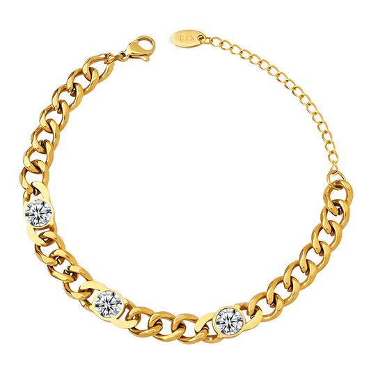 Laura Three-Stone Cuban Bracelet