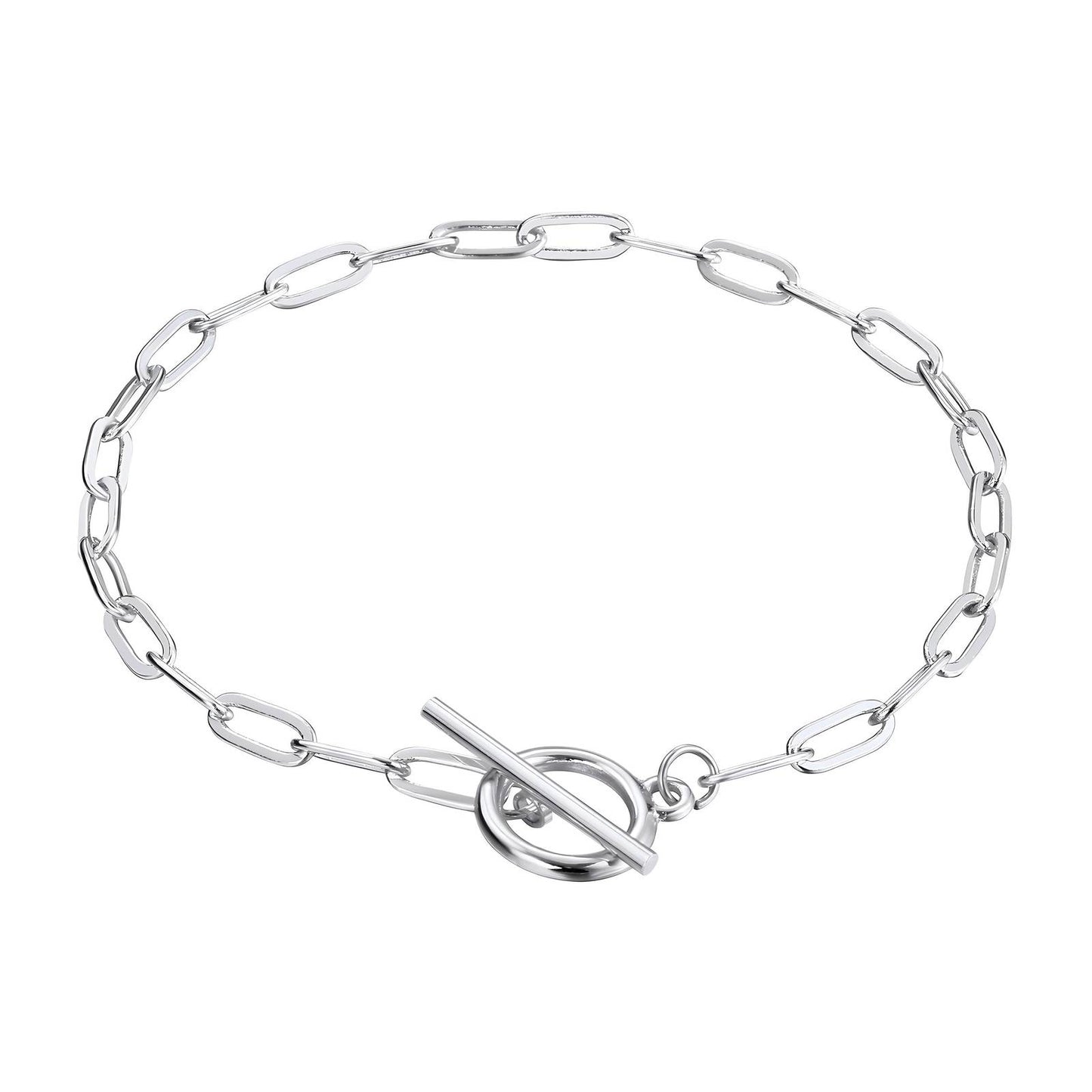 White Gold Tone Paperclip Bracelet