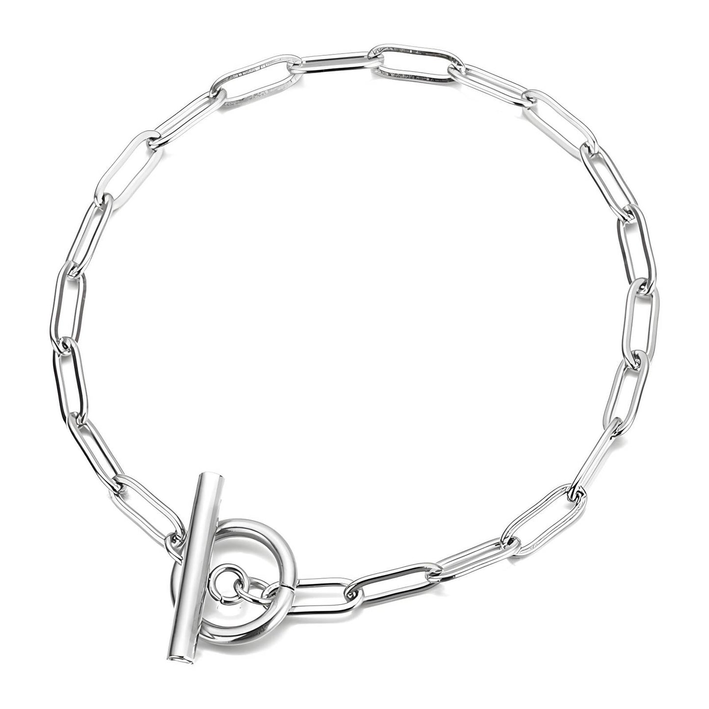 White Gold Tone Paperclip Bracelet