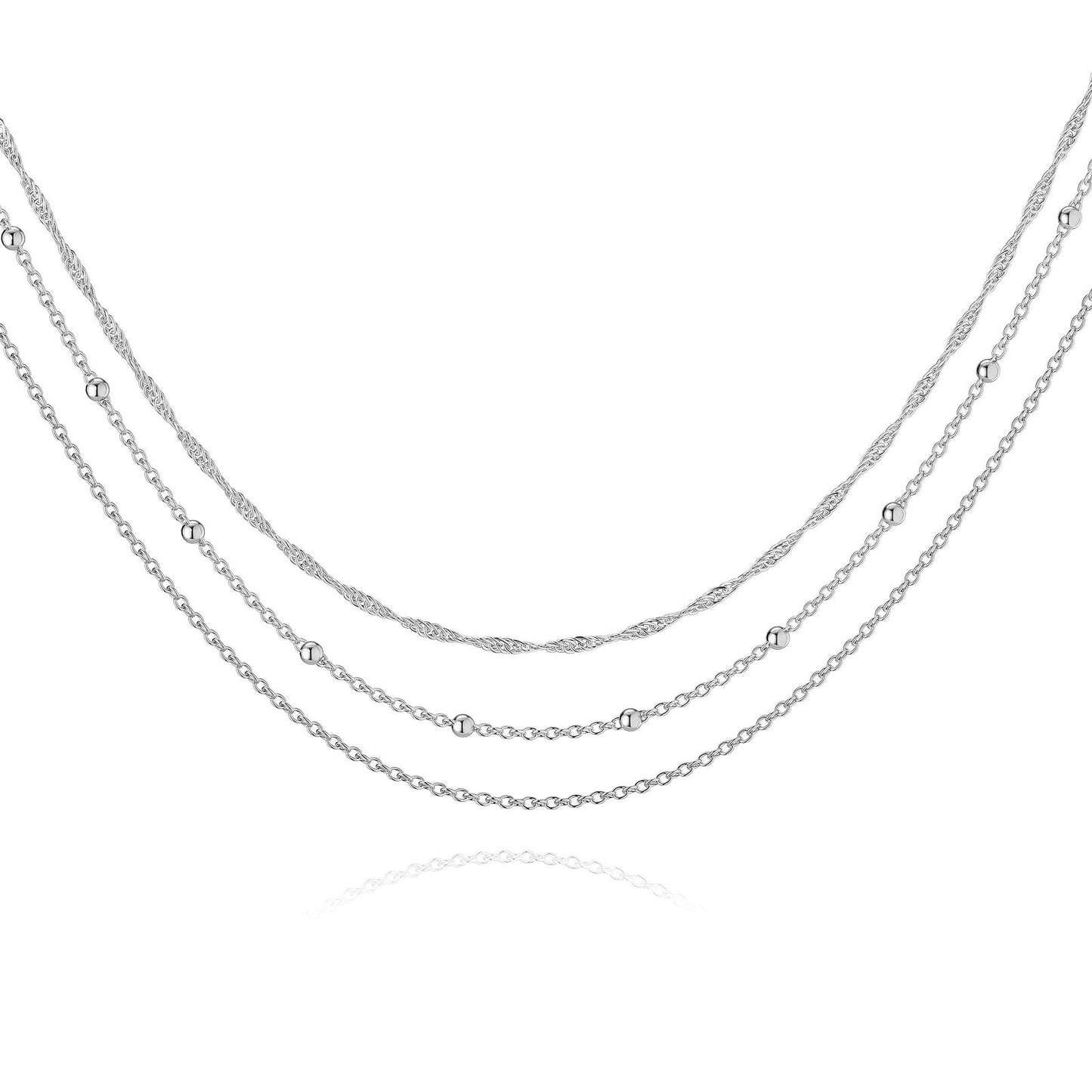 3 in 1 White Gold Tone Necklace