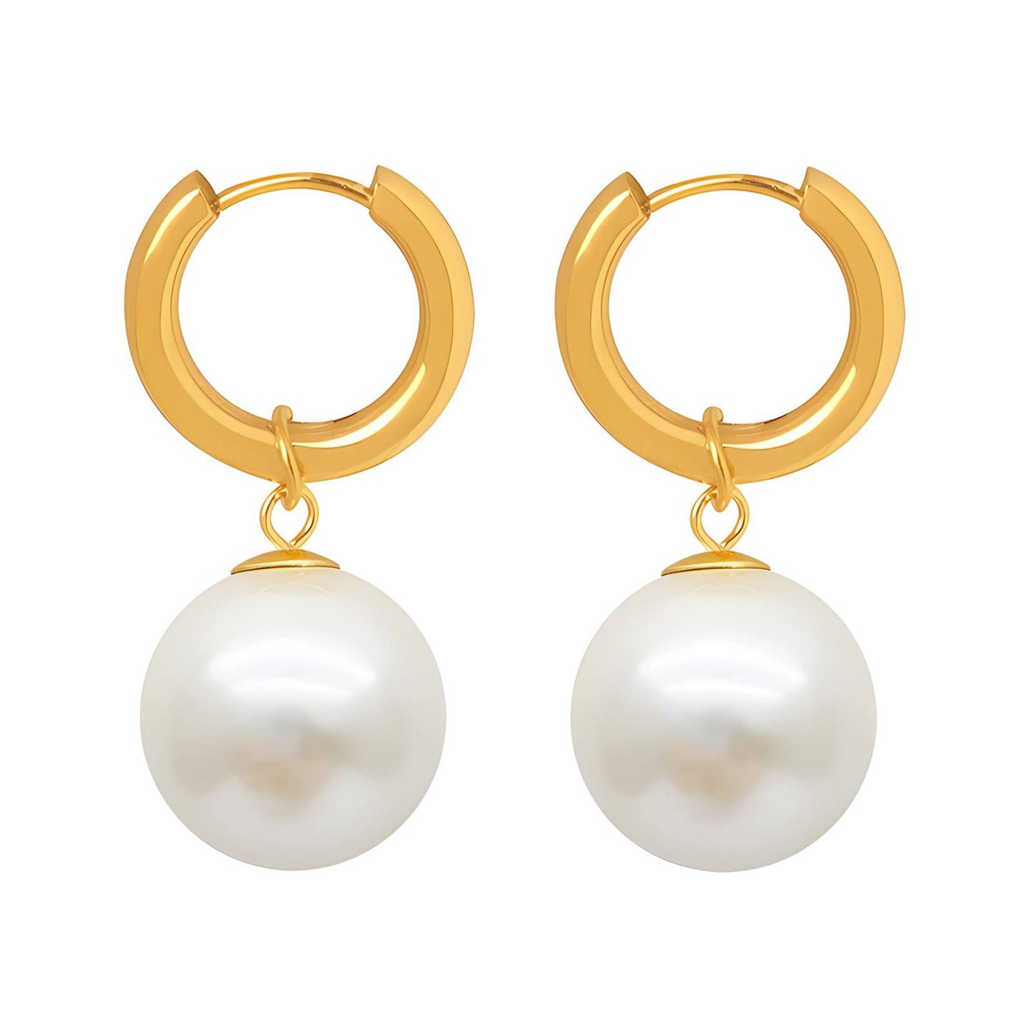 Round Pearl Dangling Earrings