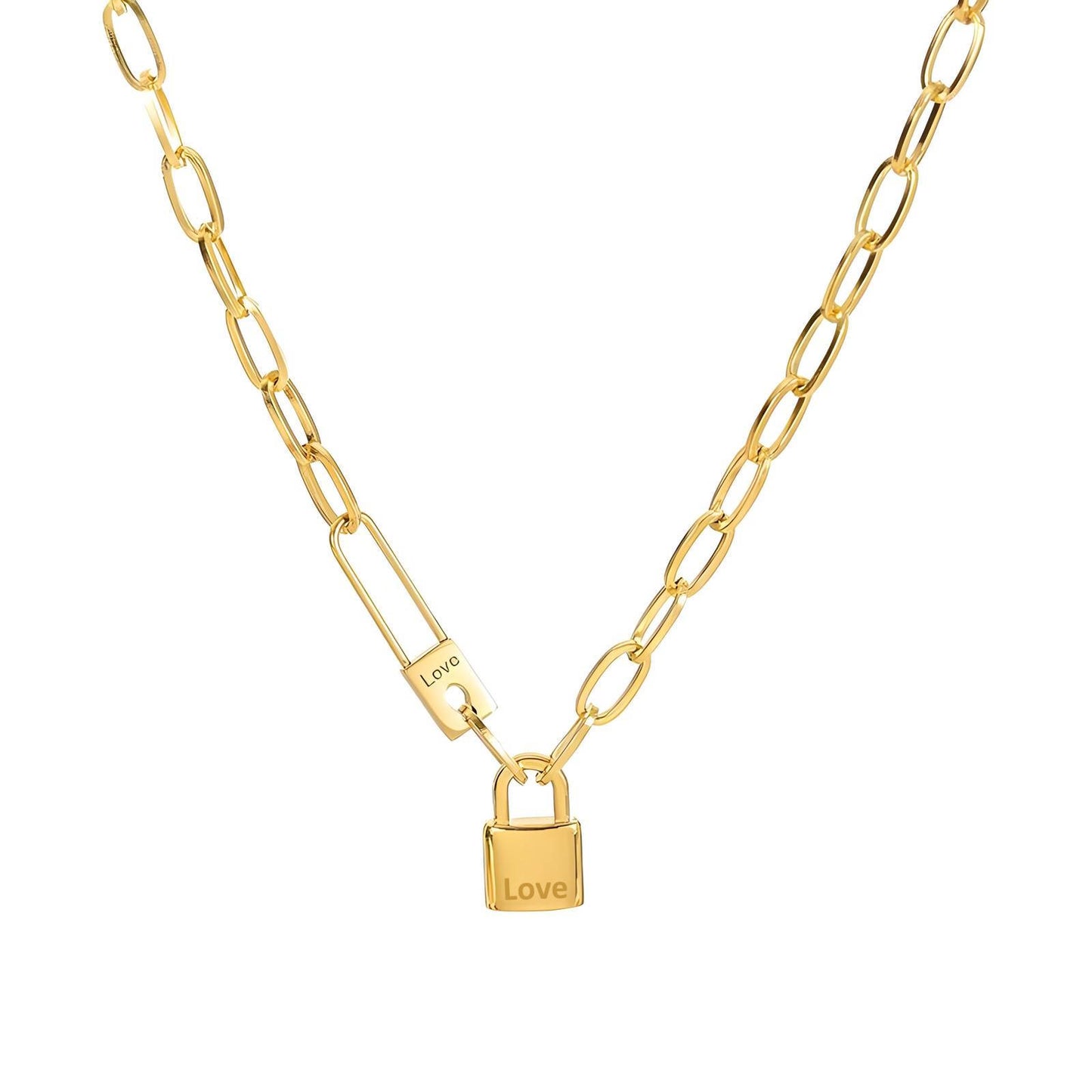 LOVE Padlock Paperclip Necklace