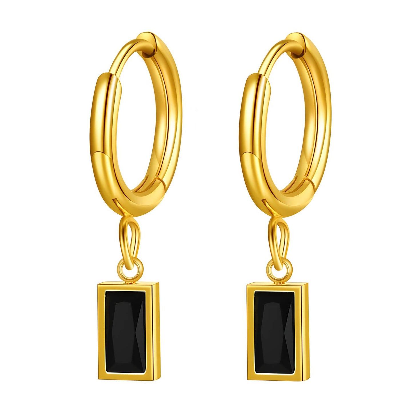 Black Stone Dangling Earrings