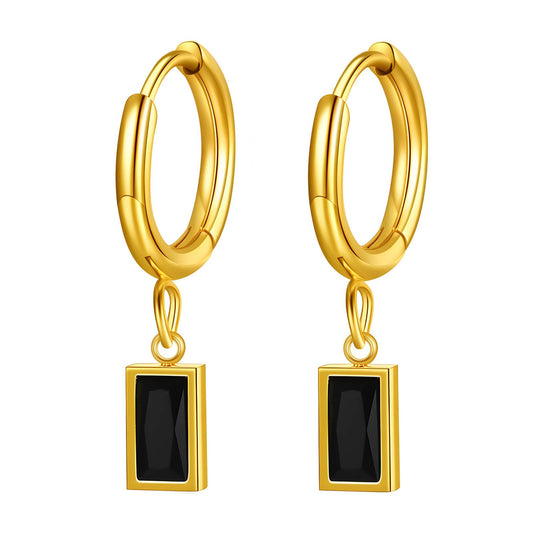 Black Stone Dangling Earrings